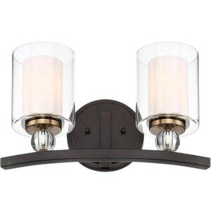 NEW! Minka Lavery Vanity Bath Light, 2-Light, 200 Watts, 15.5" H x 9" W, Glass